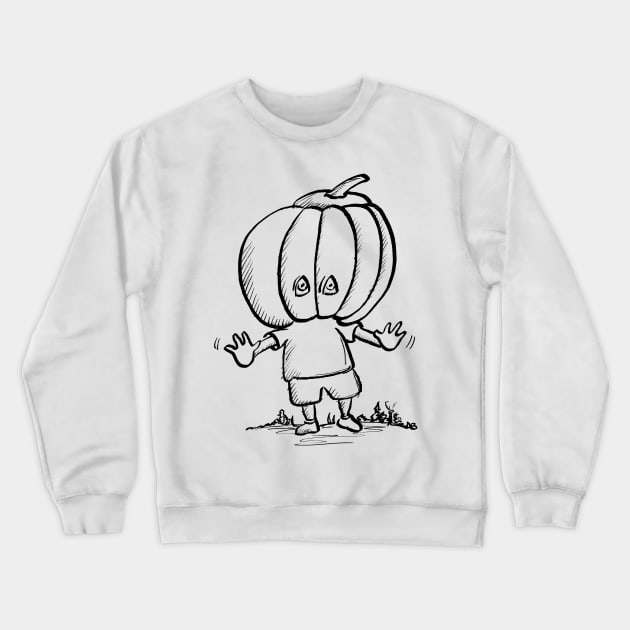 The Boy With The Halloween Pumpkin Head Crewneck Sweatshirt by brodyquixote